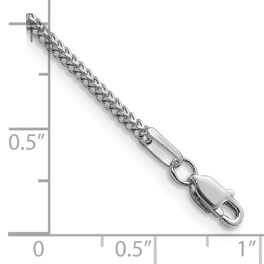 14k White Gold 1.3mm Franco with Lobster Clasp Bracelet