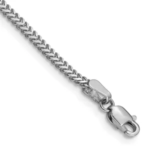 14k White Gold 1.4mm Franco with Lobster Clasp Bracelet