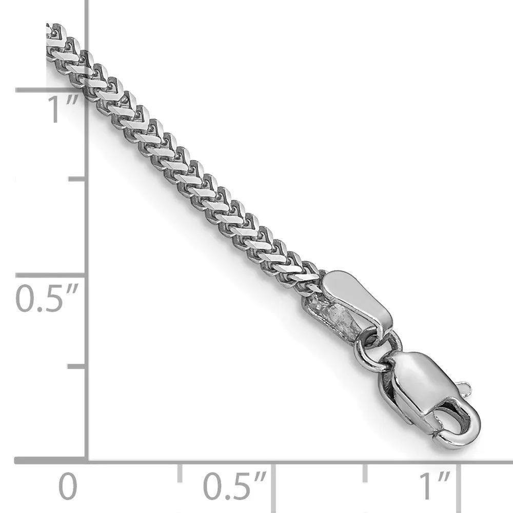 14k White Gold 1.4mm Franco with Lobster Clasp Bracelet