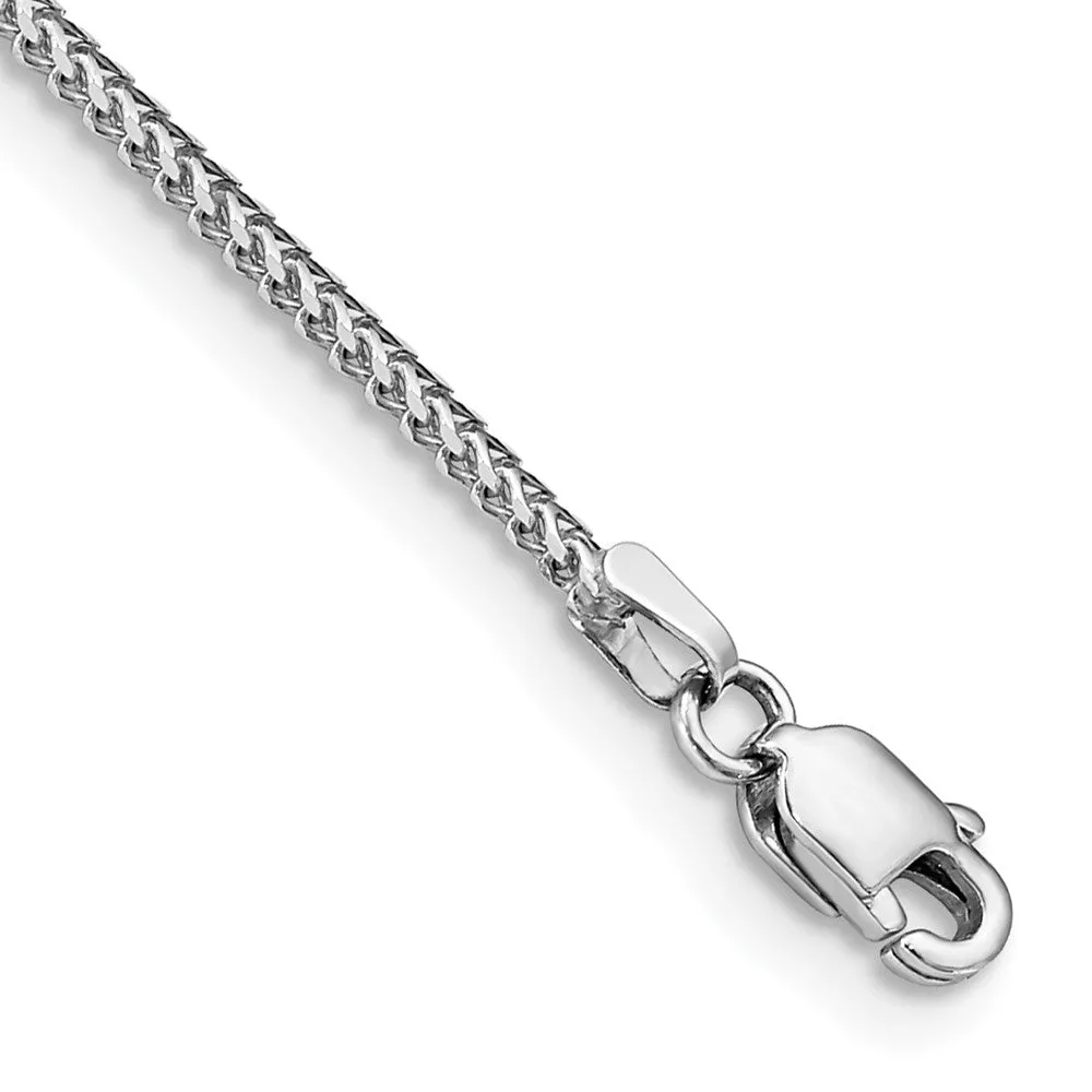 14k White Gold 1mm Franco with Lobster Clasp Bracelet