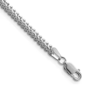 14k White Gold 2.3mm Franco with Lobster Clasp Bracelet