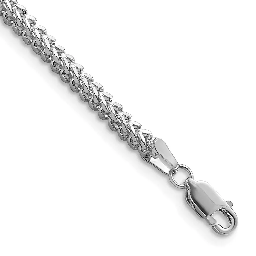 14k White Gold 2.3mm Franco with Lobster Clasp Bracelet