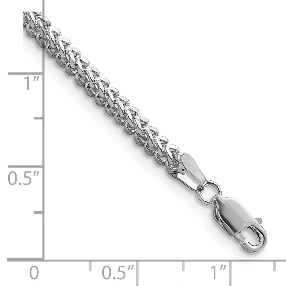 14k White Gold 2.3mm Franco with Lobster Clasp Bracelet