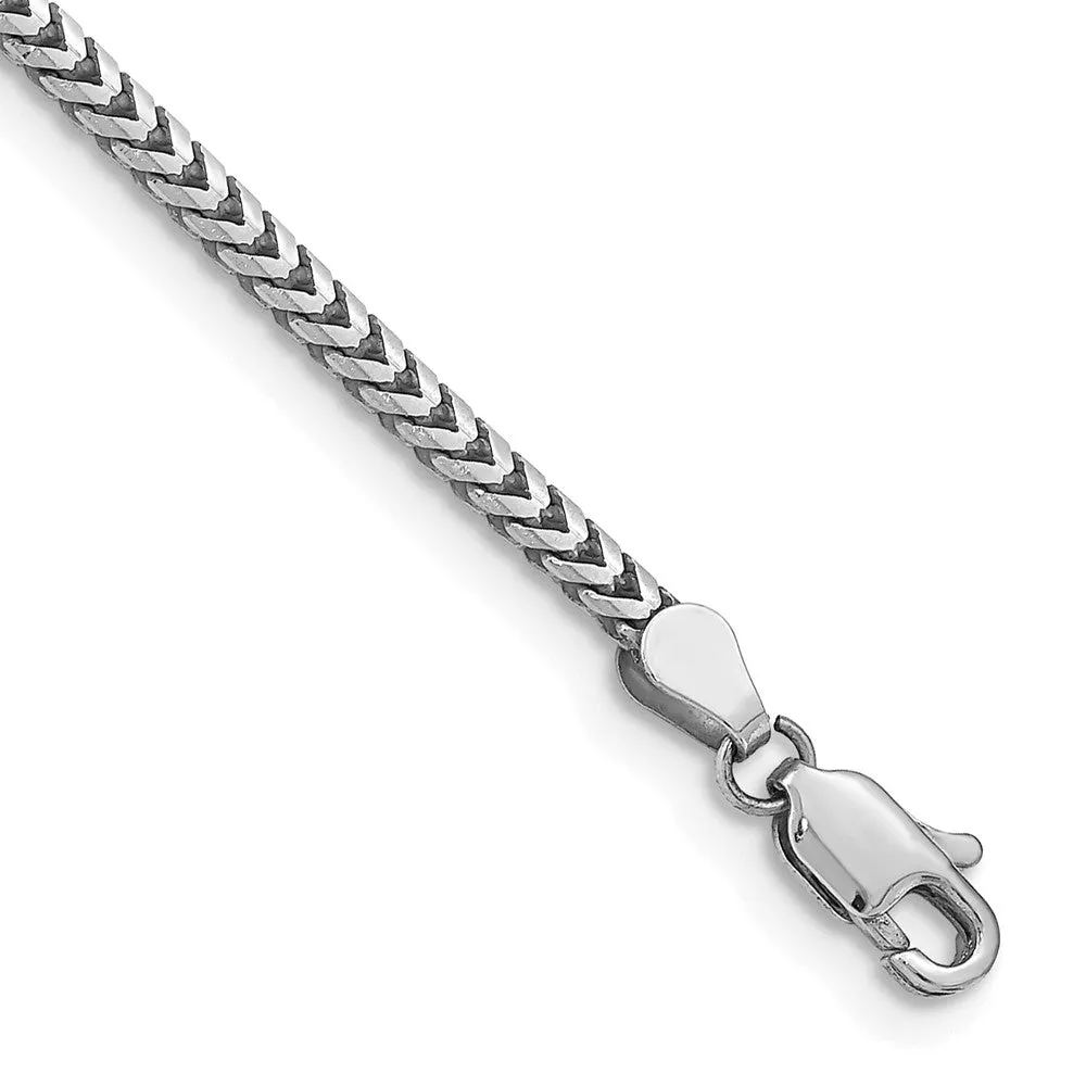14k White Gold 2.5mm Franco with Lobster Clasp Bracelet