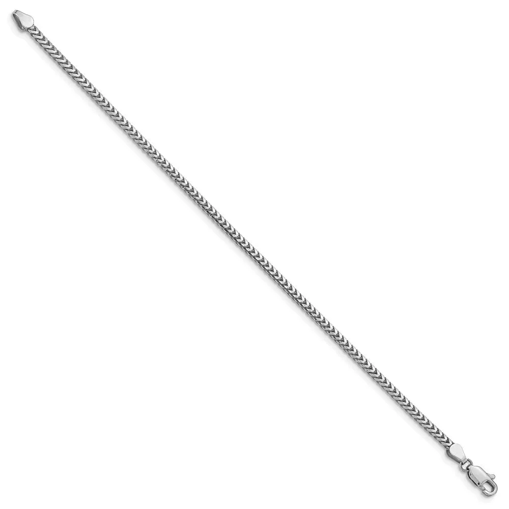 14k White Gold 2.5mm Franco with Lobster Clasp Bracelet