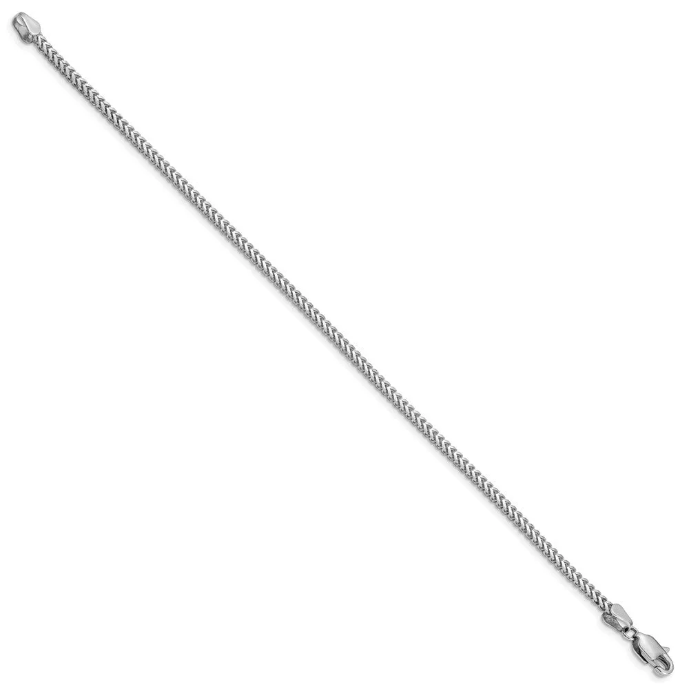 14k White Gold 2mm Franco with Lobster Clasp Bracelet