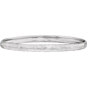 14k White Gold 5.1mm Hammered Bangle Bracelet