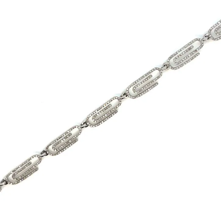 14k White-Gold 5.5mm Paperclip 1.3ct Natural Diamond 8" Bracelet - SBR34168