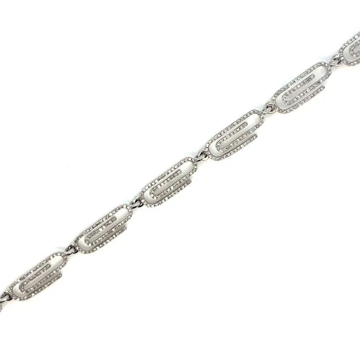 14k White-Gold 5.5mm Paperclip 1.3ct Natural Diamond 8" Bracelet - SBR34168