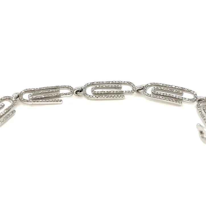 14k White-Gold 5.5mm Paperclip 1.3ct Natural Diamond 8" Bracelet - SBR34168
