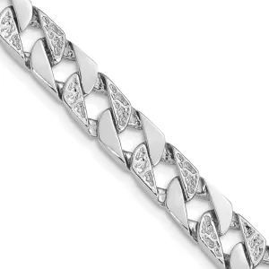 14k White Gold 7.5mm Hand Polished Fancy Link with Fancy Lobster Clasp Bracelet