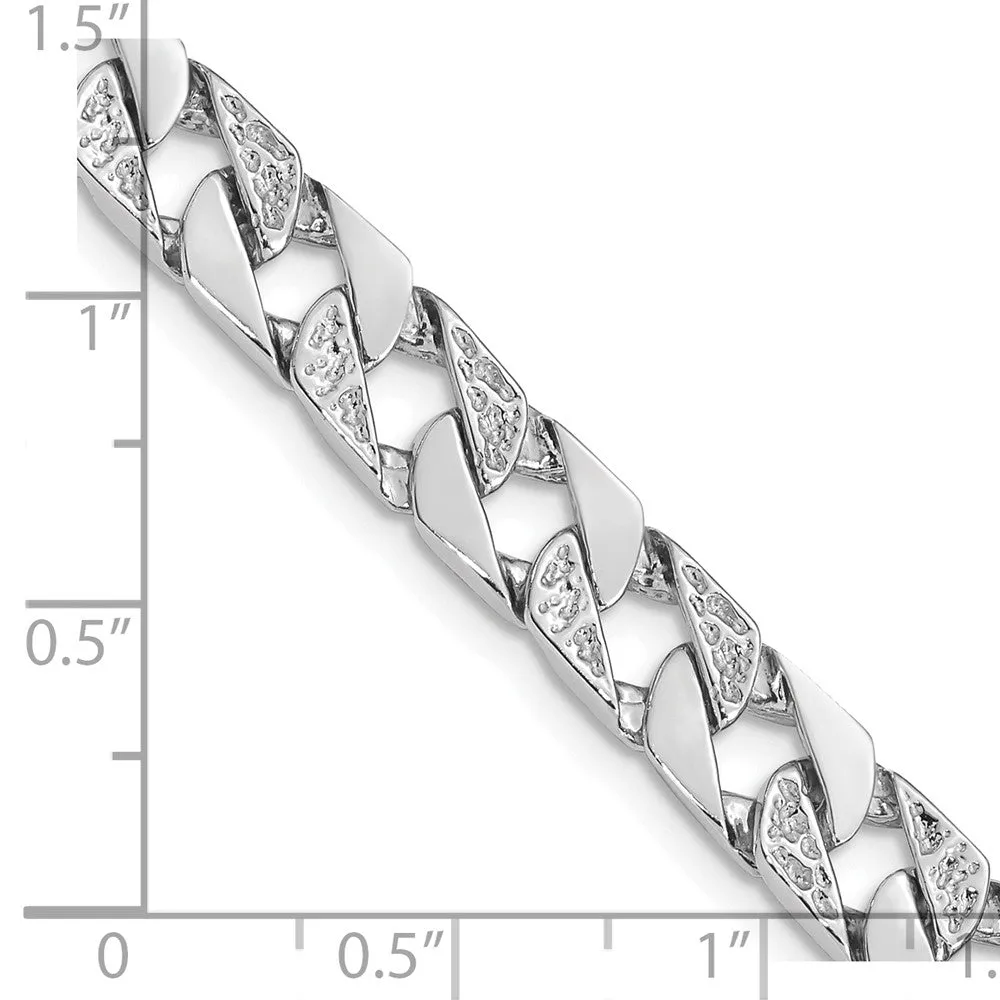 14k White Gold 7.5mm Hand Polished Fancy Link with Fancy Lobster Clasp Bracelet