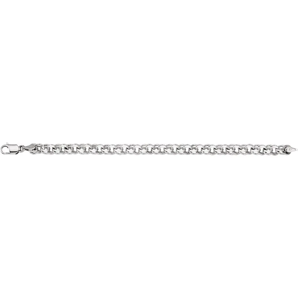 14k White Gold 7mm Solid Charm 7" Bracelet