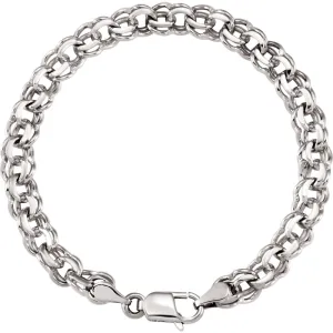 14k White Gold 7mm Solid Charm 7" Bracelet