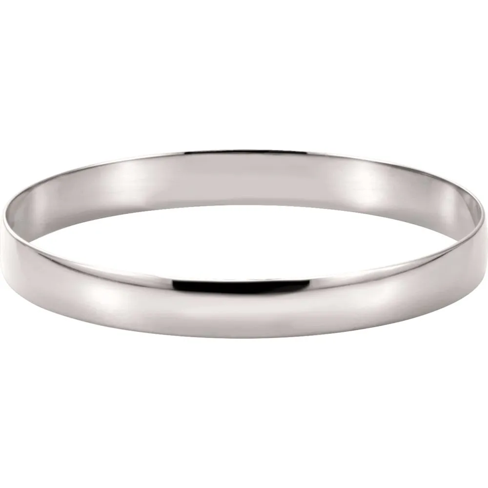 14k White Gold 8mm Half Round Bangle Bracelet