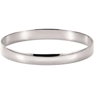 14k White Gold 8mm Half Round Bangle Bracelet