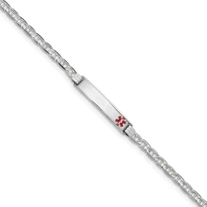 14K White Gold Anchor Link Medical ID Bracelet