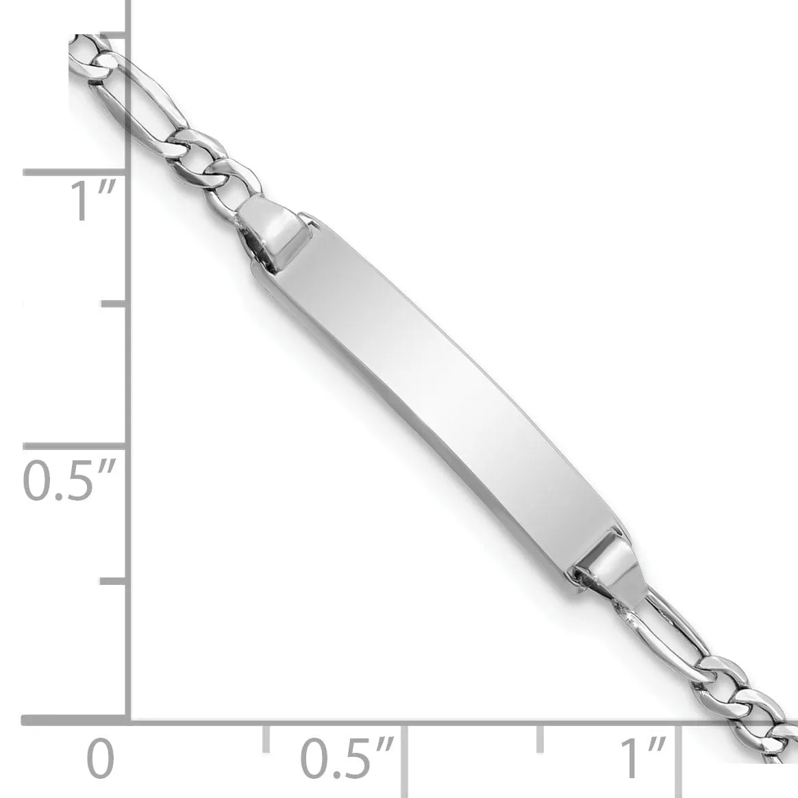 14K White Gold Childrens Figaro ID Bracelet