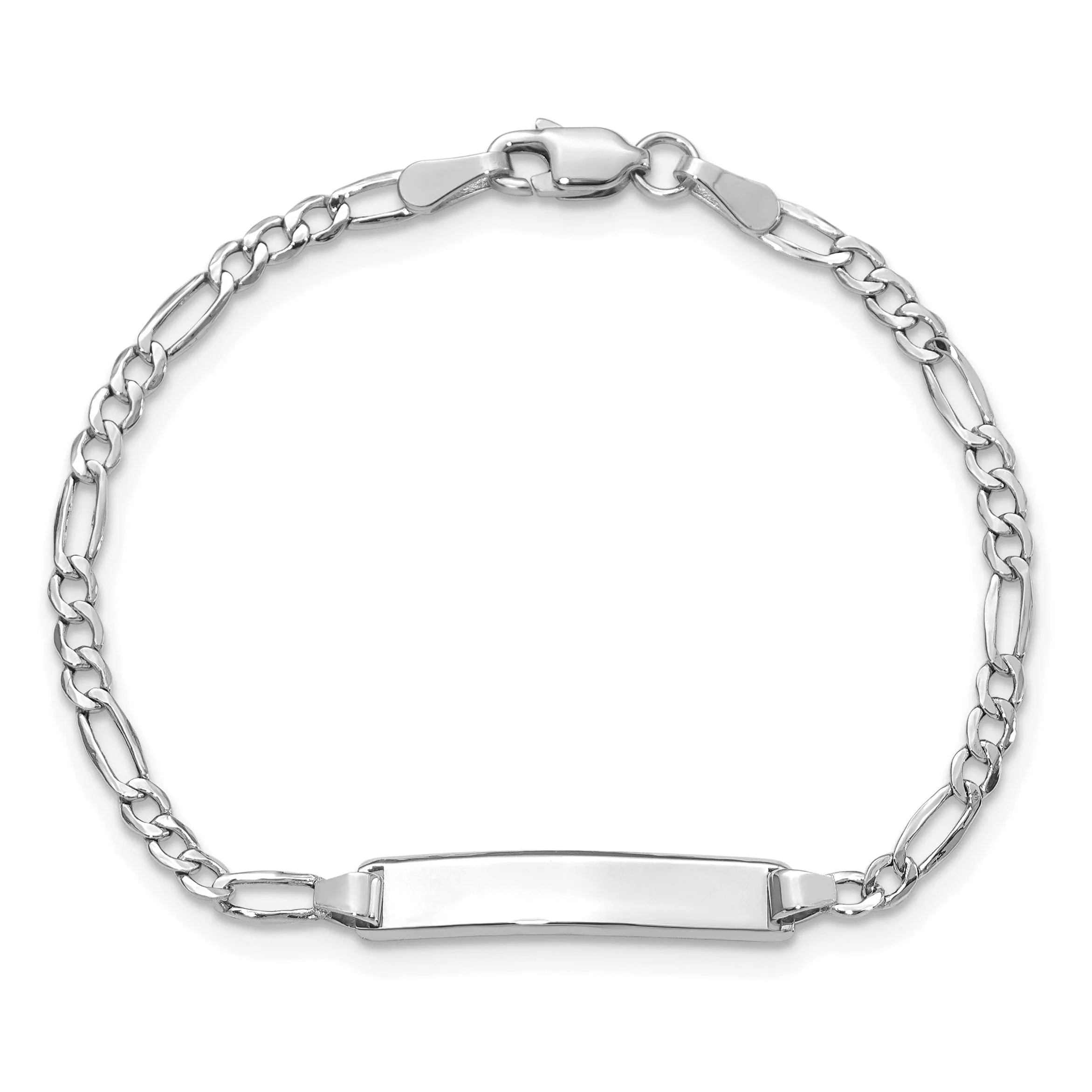 14K White Gold Childrens Figaro ID Bracelet
