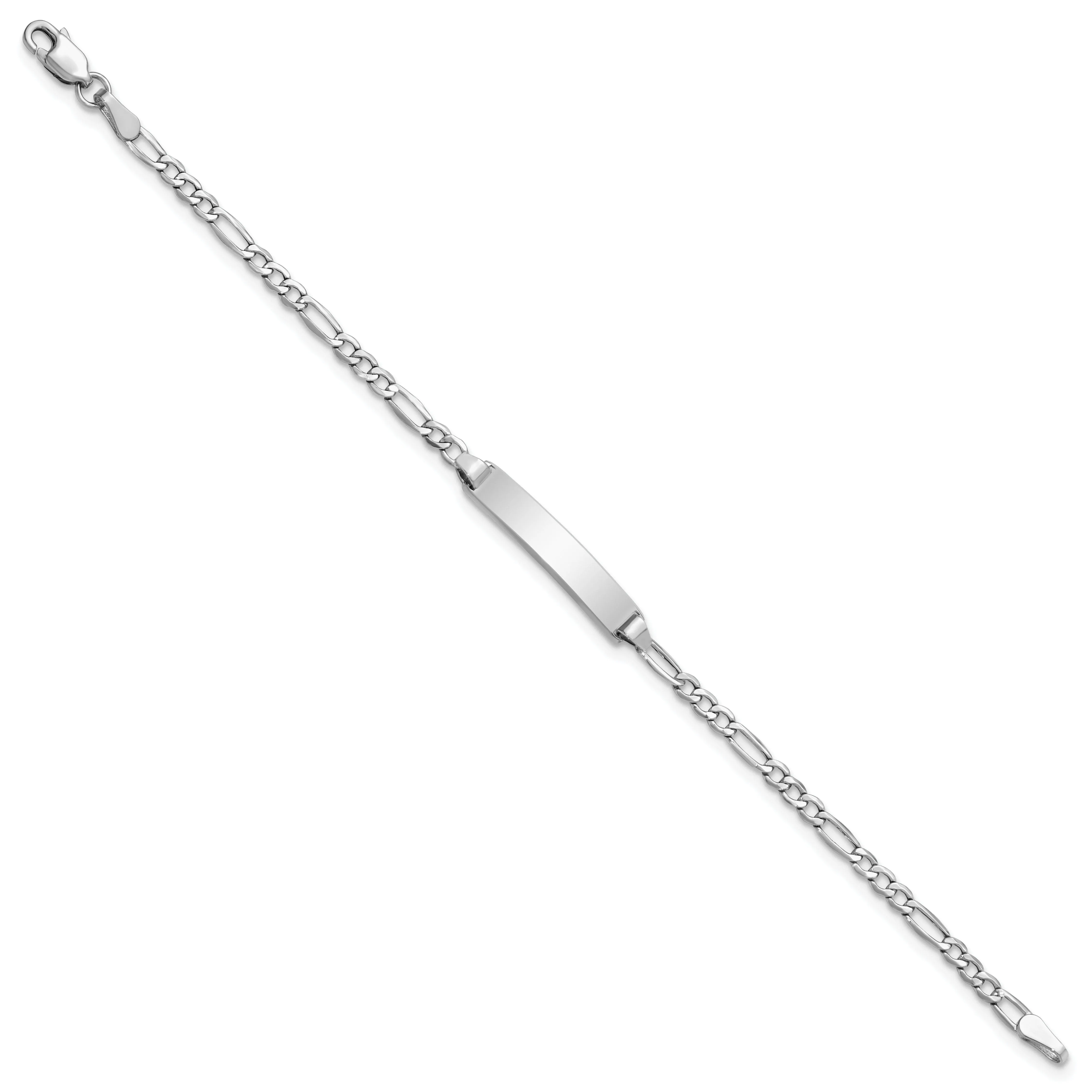 14K White Gold Childrens Figaro ID Bracelet