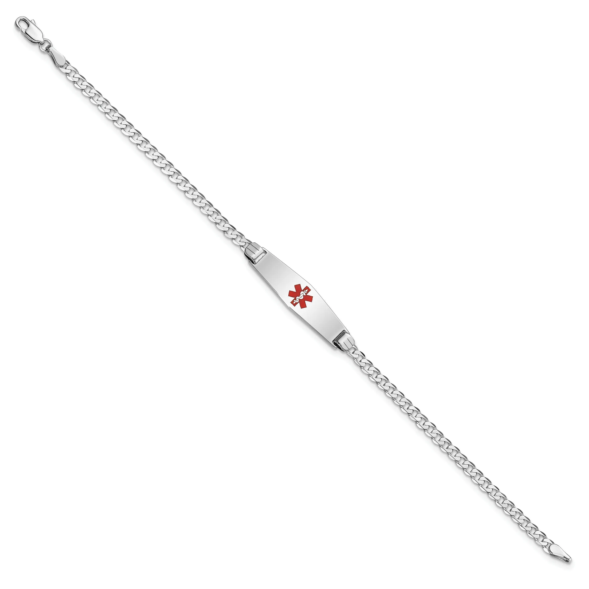 14K White Gold Curb Link Medical ID Bracelet