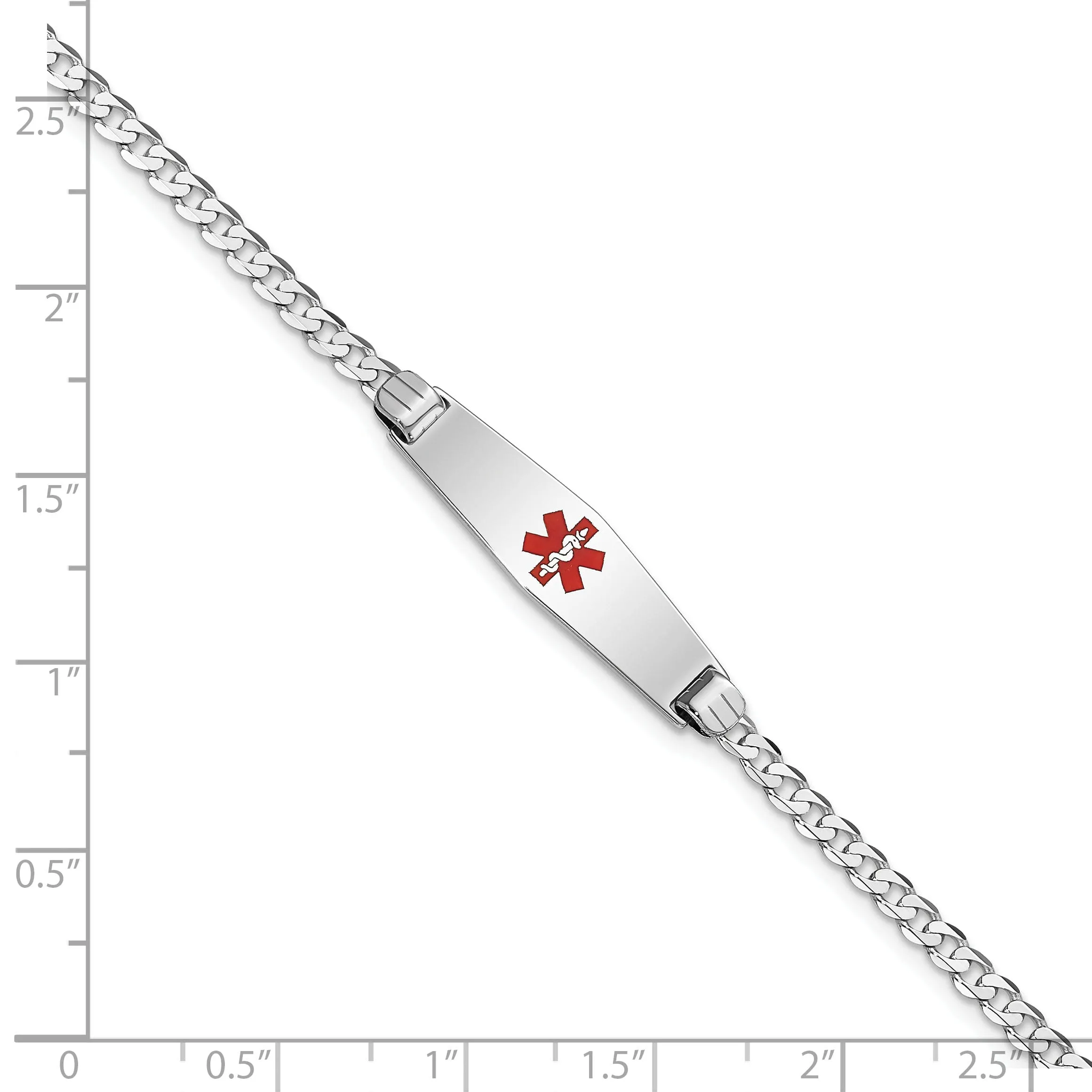 14K White Gold Curb Link Medical ID Bracelet