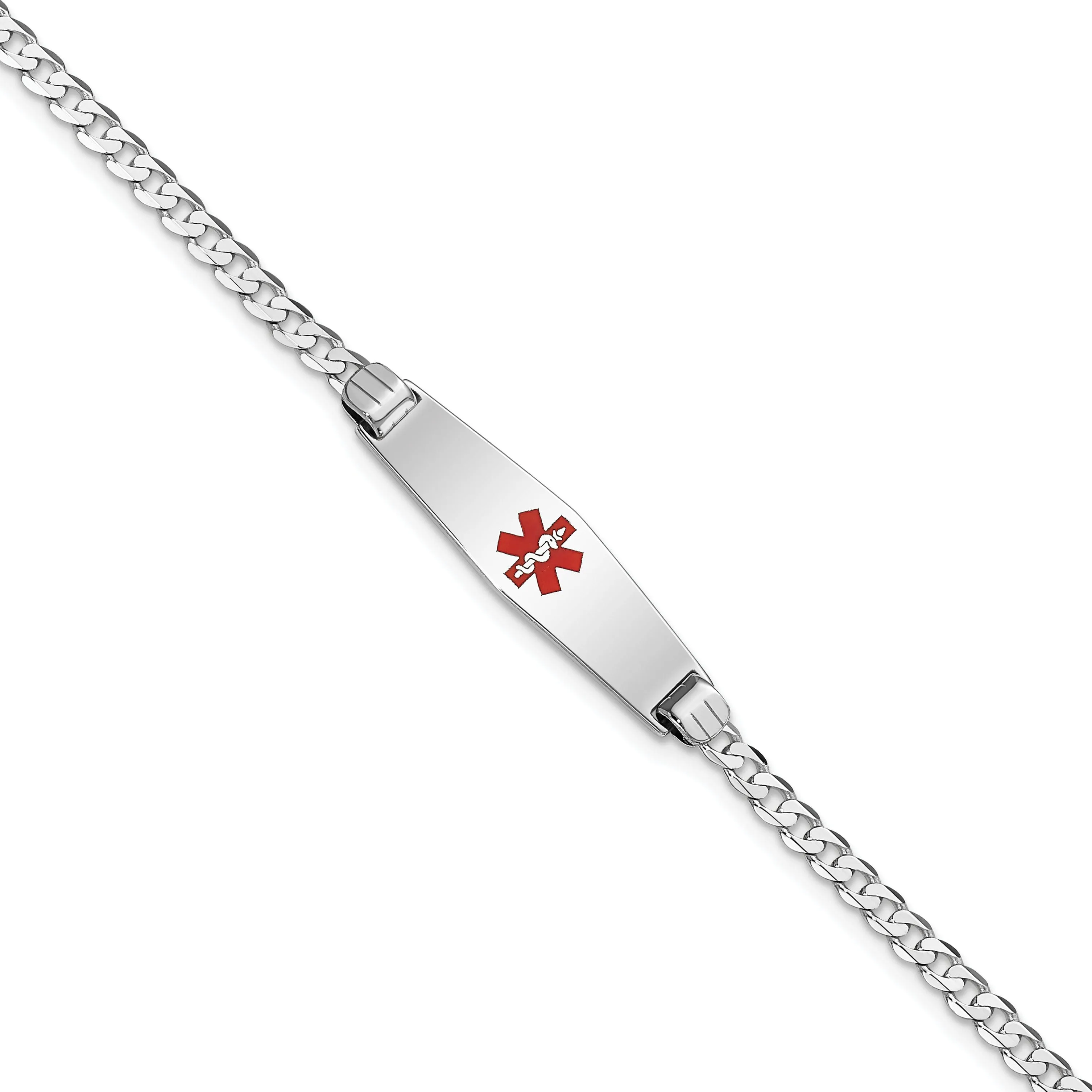 14K White Gold Curb Link Medical ID Bracelet