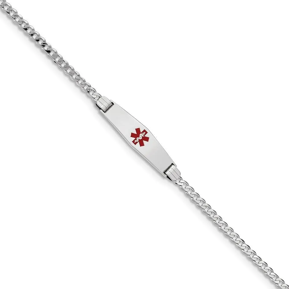 14K White Gold Curb Link Medical ID Bracelet