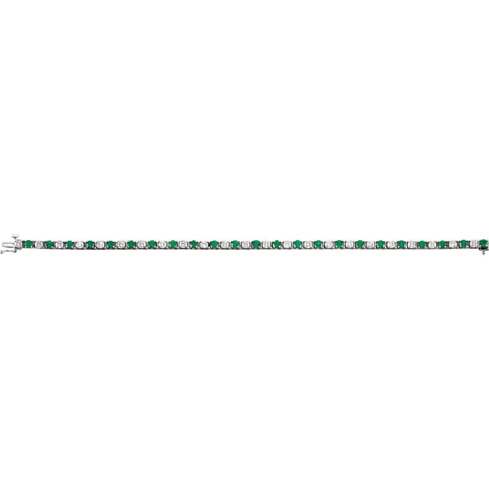 14k White Gold Emerald & 2 1/3 CTW Diamond Bracelet