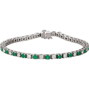 14k White Gold Emerald & 2 1/3 CTW Diamond Bracelet
