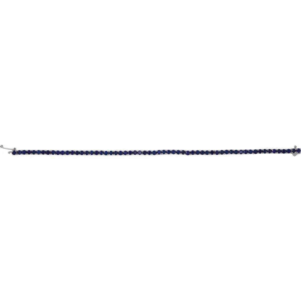 14k White Gold Lab-Grown Blue Sapphire Line 7.25" Bracelet