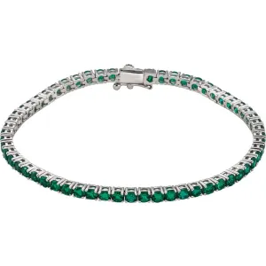 14k White Gold Lab-Grown Emerald Line 7.25" Bracelet