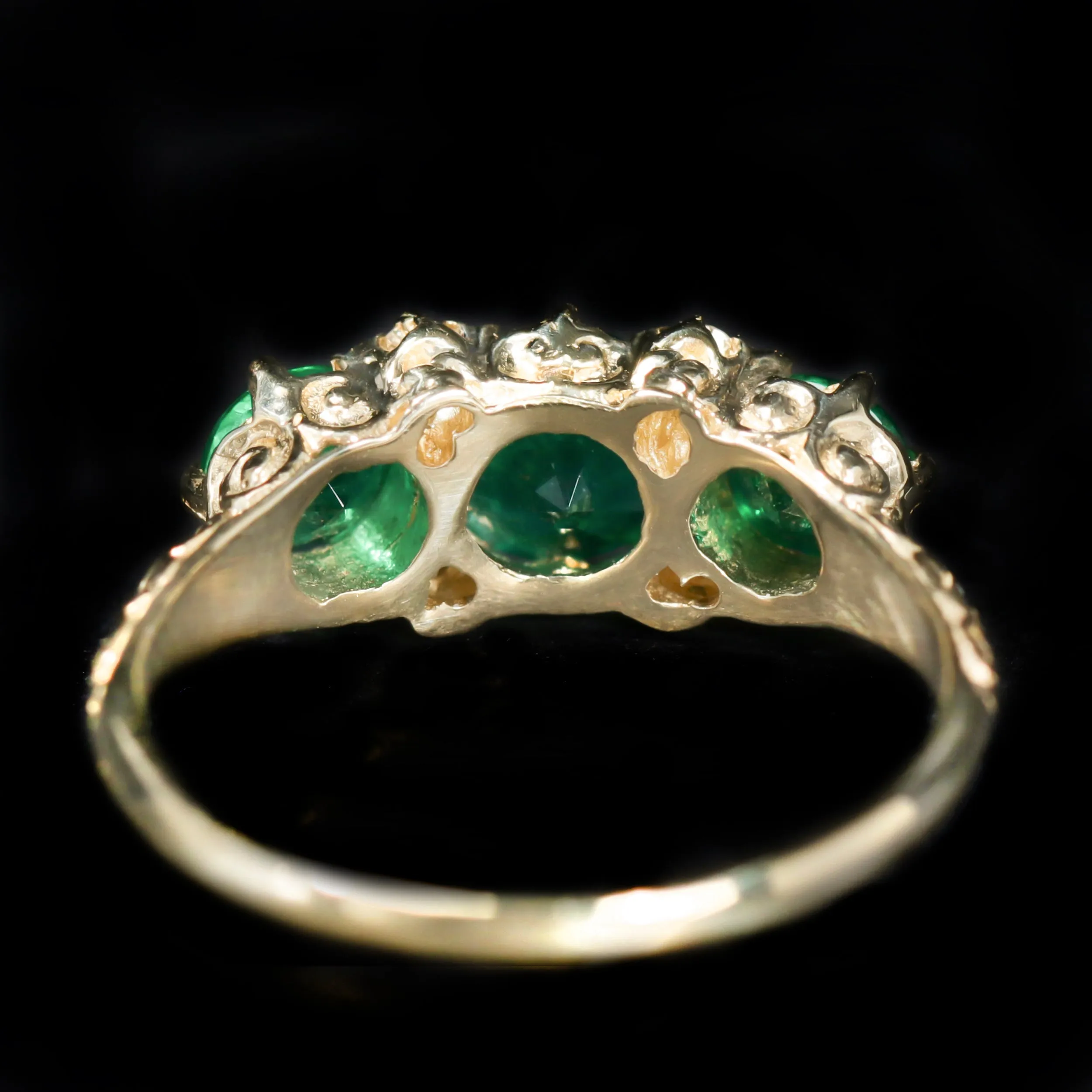 14K Yellow Gold 1.31 CTW Emerald and Diamond Ring