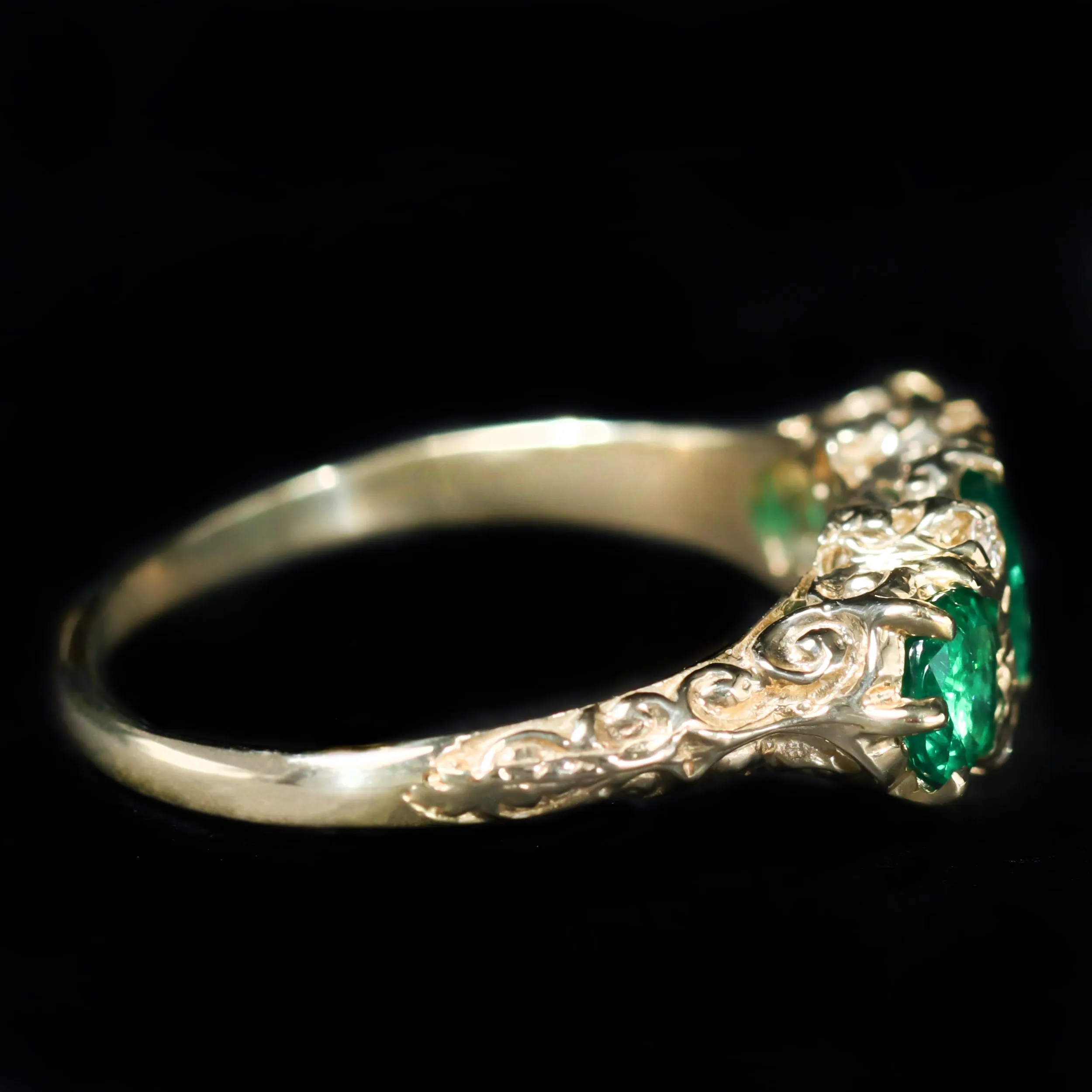 14K Yellow Gold 1.31 CTW Emerald and Diamond Ring