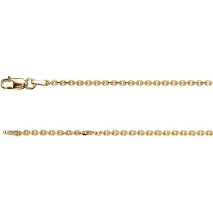 14k Yellow Gold 1.75mm Solid Diamond-Cut Cable 7" Chain