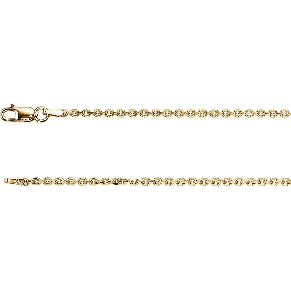 14k Yellow Gold 1.75mm Solid Diamond-Cut Cable 7" Chain