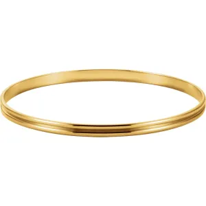 14k Yellow Gold 4mm Grooved Bangle Bracelet