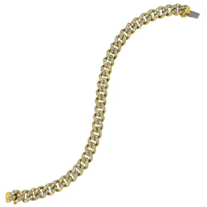 14k Yellow Gold 7" Diamond Pavé Curb Link Bracelet, 210Dias=5.65tw HI/SI