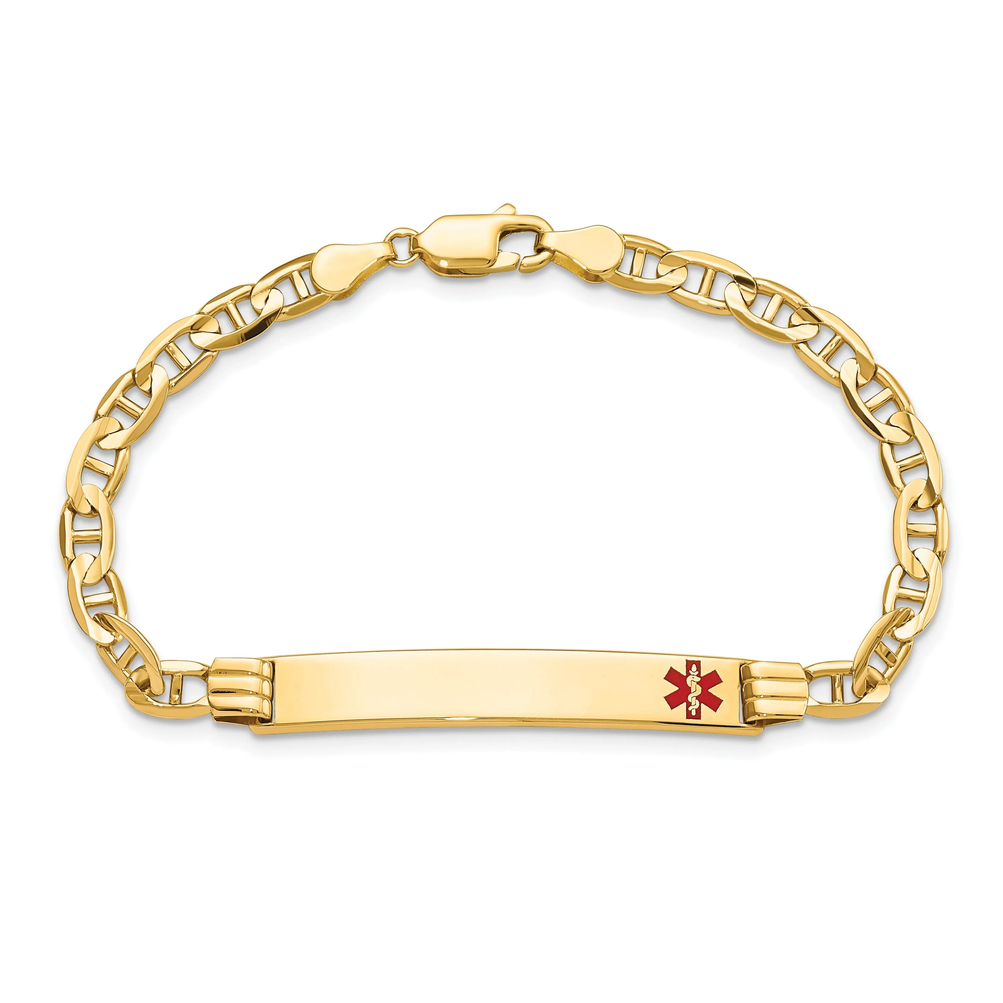 14K Yellow Gold Anchor Link Medical ID Bracelet