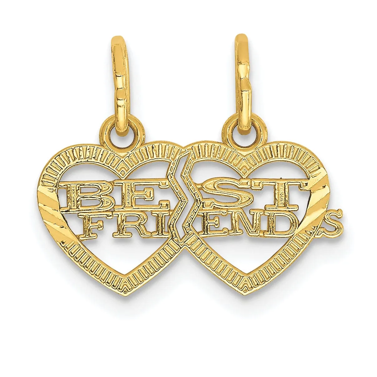 14k Yellow Gold Double Heart Best Friends Charm