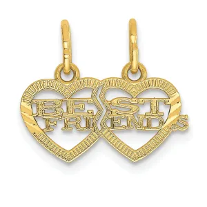 14k Yellow Gold Double Heart Best Friends Charm