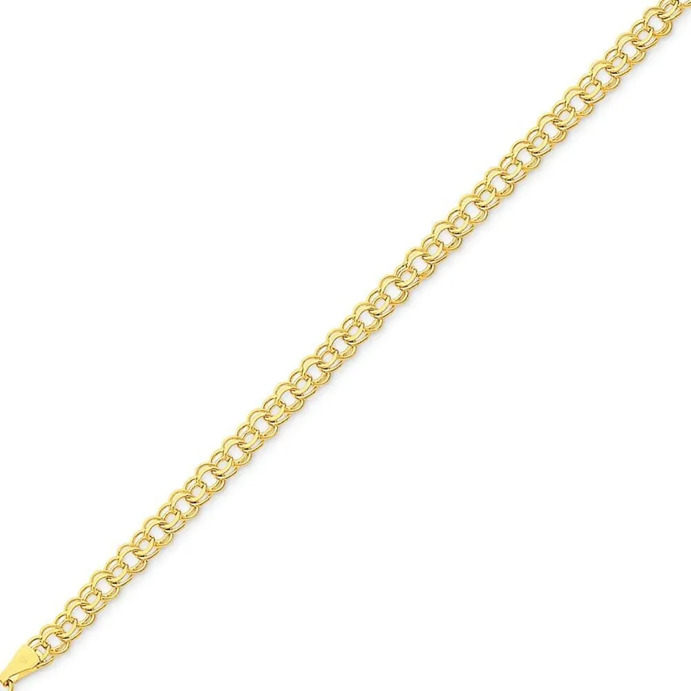 14k Yellow Gold Double Link Charm Bracelet