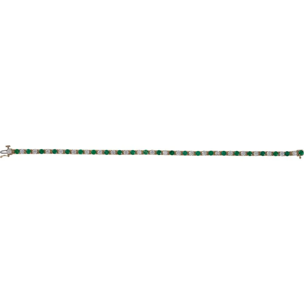 14k Yellow Gold Emerald & 2 1/3 CTW Diamond Bracelet
