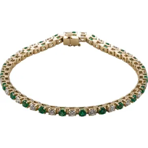 14k Yellow Gold Emerald & 2 1/3 CTW Diamond Bracelet