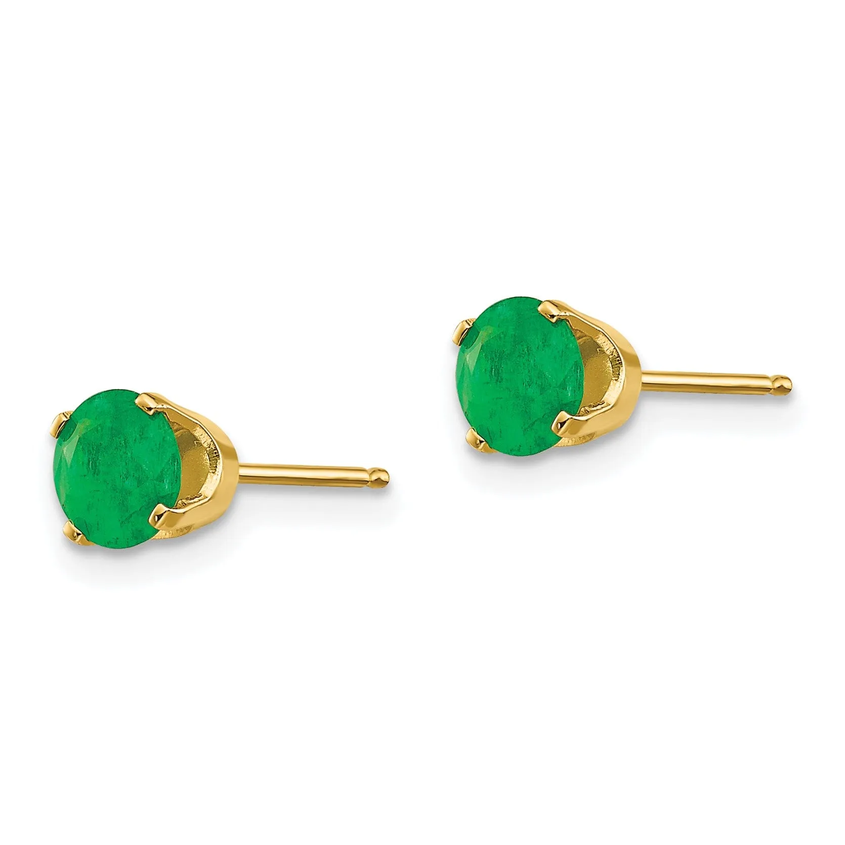 14k Yellow Gold Emerald Birthstone Earrings