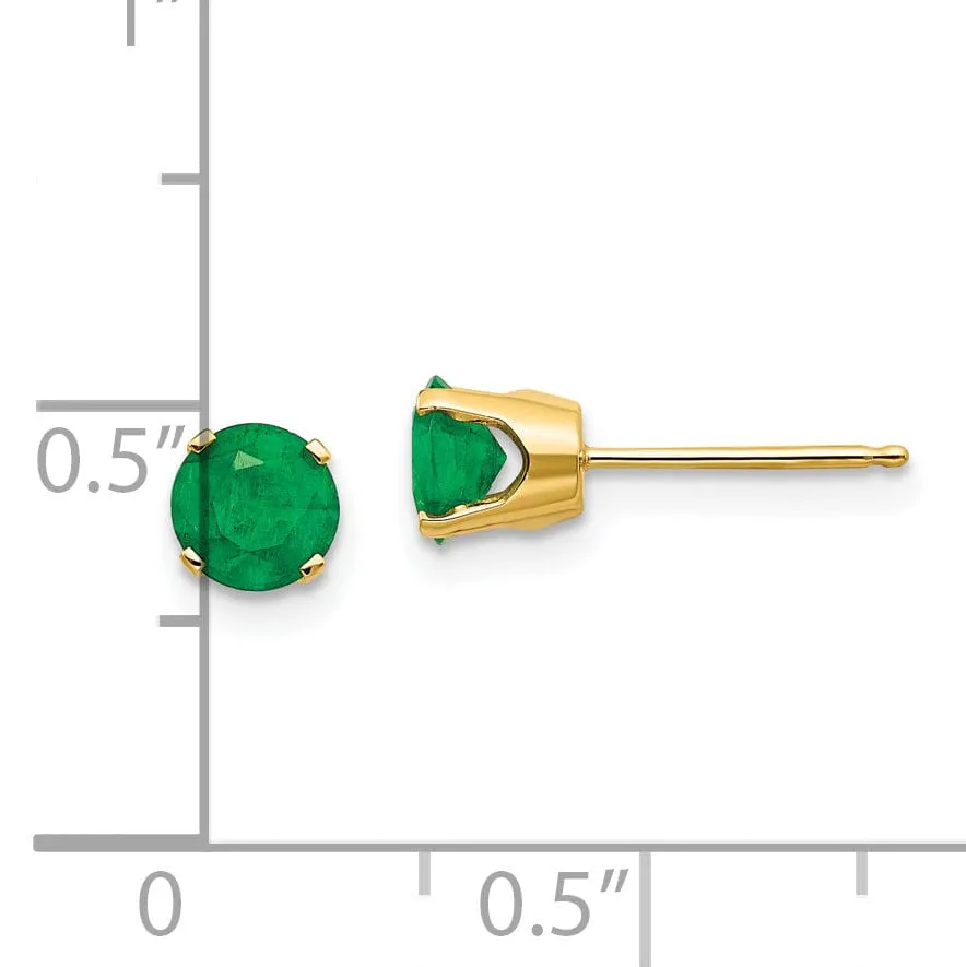 14k Yellow Gold Emerald Birthstone Earrings
