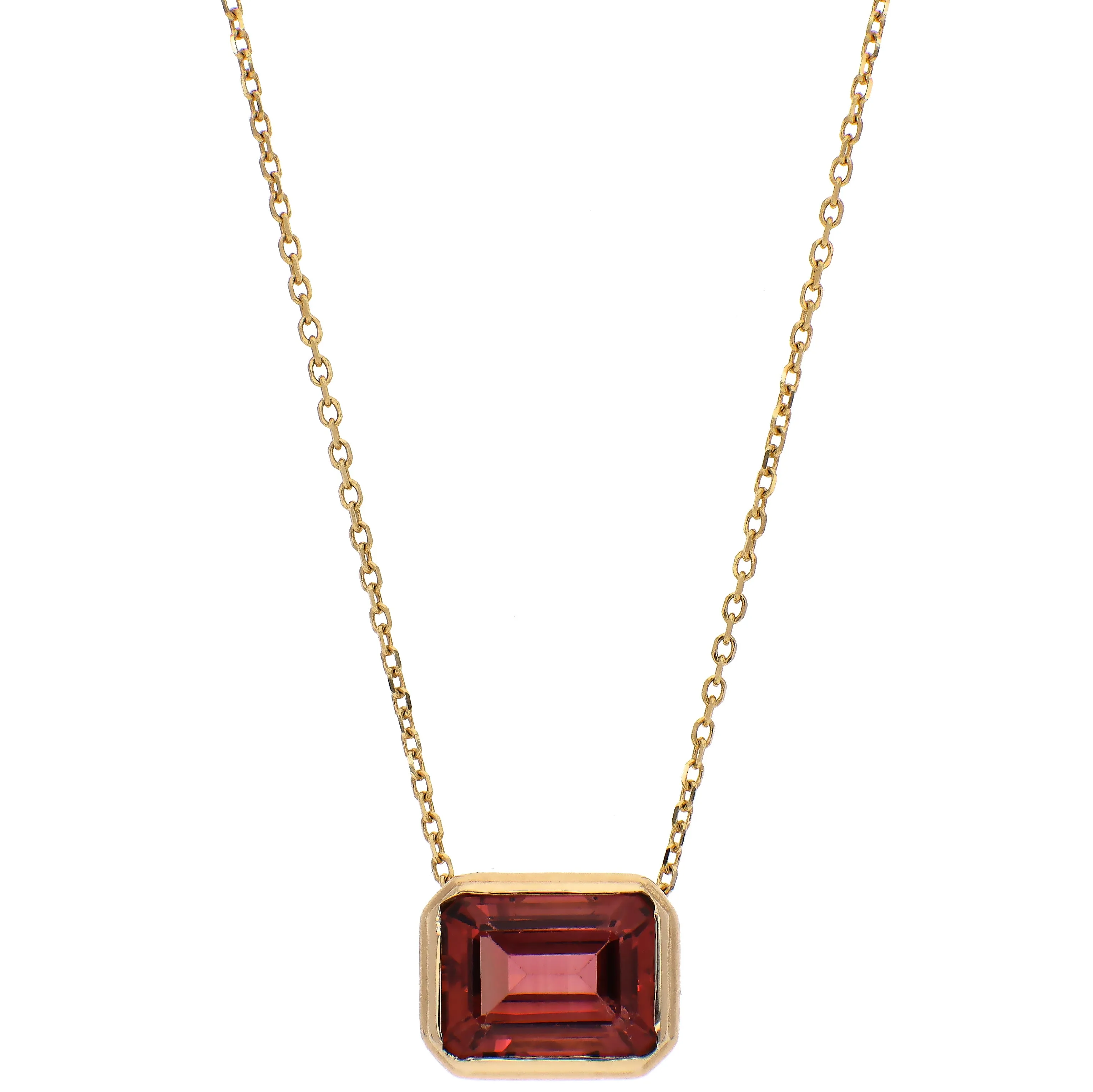 14K Yellow Gold Emerald Cut Tourmaline Necklace