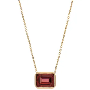 14K Yellow Gold Emerald Cut Tourmaline Necklace