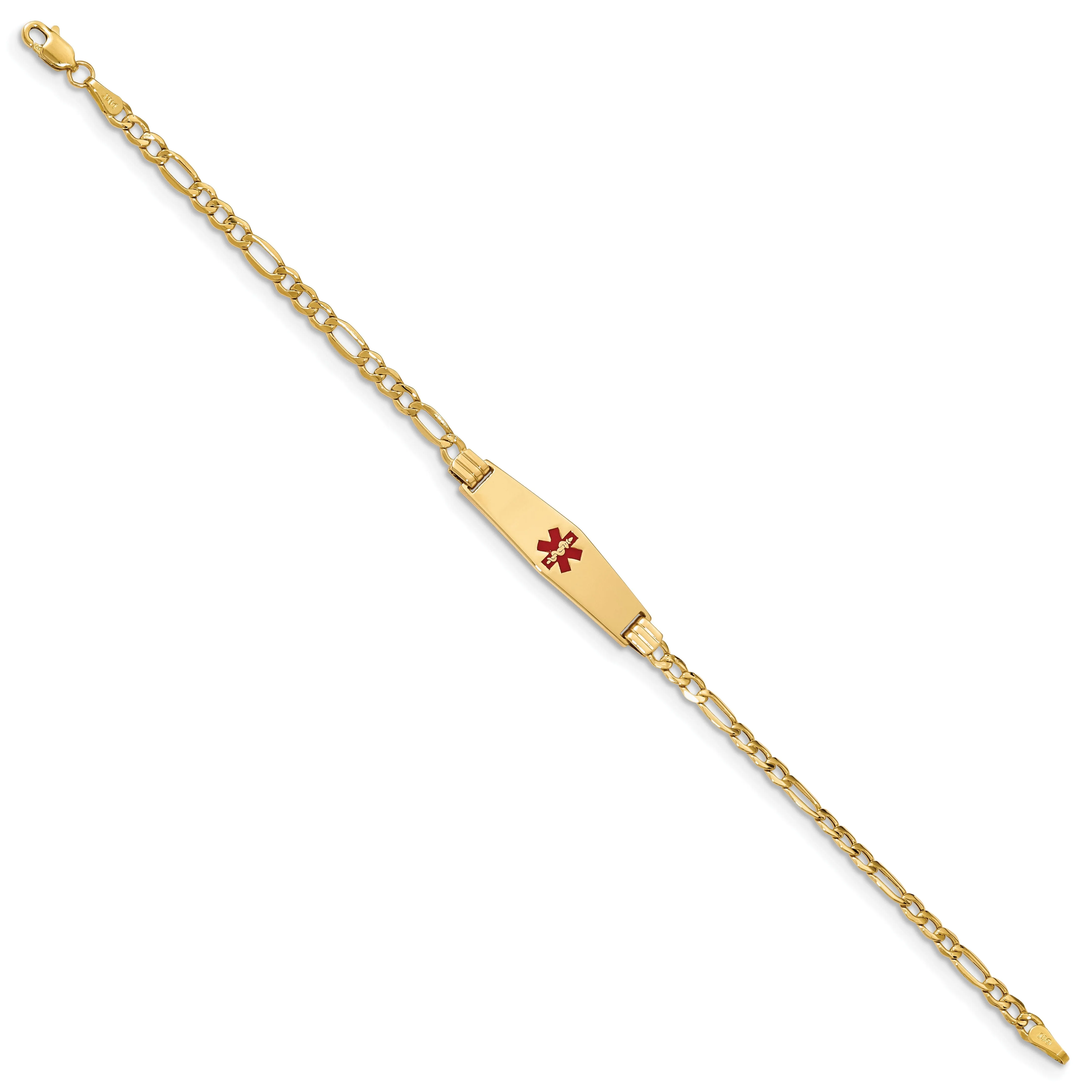 14K Yellow Gold Figaro Link Medical ID Bracelet