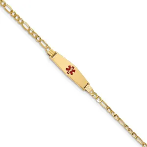 14K Yellow Gold Figaro Link Medical ID Bracelet
